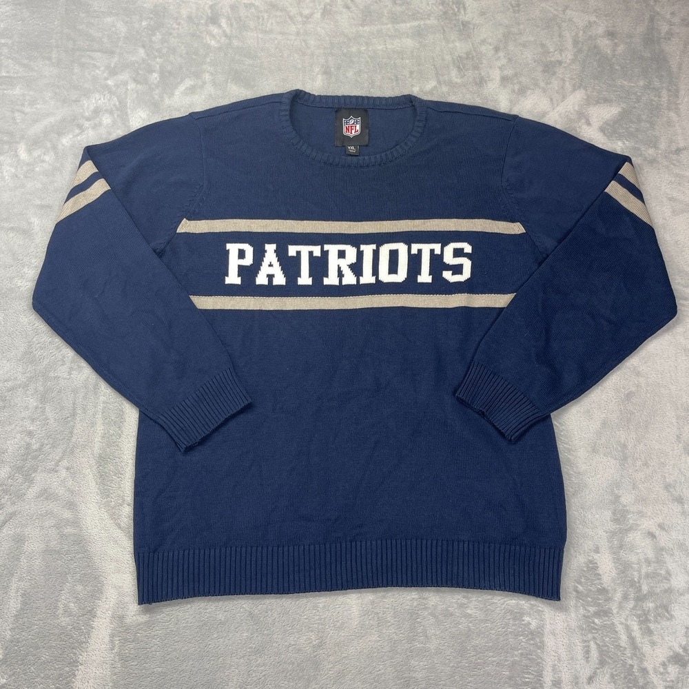 New England Patriots Sweater Mens 2XL Blue NFL‎ Football Sports Wordmark Logo